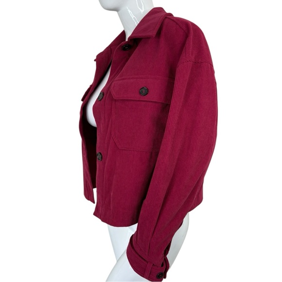 Avec Les Filles Anthro Cropped Corduroy Jacket S Shacket coat Raspberry pink Red - Picture 9 of 14